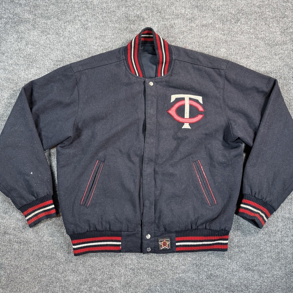 Minnesota Twins Reversible Jacket Bomber Mens Large Blue MLB Genuine Merchandise